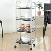 YIN YIN Carrello per Ripiani Cremagliera Multi Livello Cucina in Metallo 4 Strati cremagliera Bagno Grande Soggiorno 40X32X100 Argento Carrello a rulli (Size : 40X32X100CM)