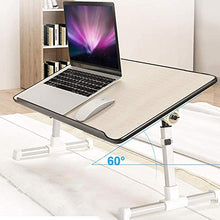 BAKAJI Tavolino Vassoio da Letto Divano Supporto per Notebook PC Laptop Tablet con Ventola USB Struttura Alluminio Piano in Legno Pieghevole Altezza e Inclinazione Regolabile (60 x 30 x 27 cm)