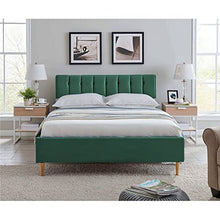 Mobilier Deco - Valentina, letto matrimoniale imbottito in tessuto velluto verde, 180 x 200 cm