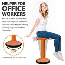 TYLINK Sgabello da Ufficio Ergonomico, Regolabile in Altezza, Sgabello da Lavoro Sit Attivamente, Girevole a 360° per Studio di Casa Ufficio Bar, Arancia