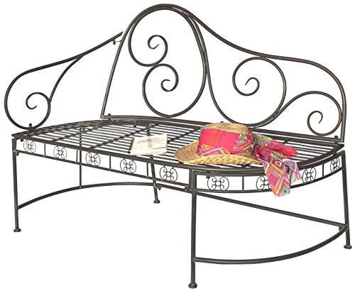 DanDiBo DY140486 - Panchina da giardino in metallo, resistente alle intemperie, 120 cm, 2 posti, con schienale, per giardino, anticato, colore: Marrone