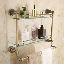 GDFEH Bagno Scaffale Completo Doppia Tiers Bagno Bagno Scaffale per Doccia Scaffale Scaffale Temperato Posaggio in Vetro temperato Scaffale per Il Bagno Staffa cosmetica 19.6x23.6x20.4 Pollici