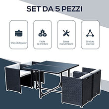 Outsunny Set Mobili da Giardino 5pz Set Tavolo da Pranzo con 4 Sedie con Cuscini Combinabili a Rettangolo