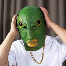 Rongchuang Copricapo di Pesce Bocca Verde Copricapo Animale Realistico, Copertura Facciale in Lattice Non Tossico Sicuro Divertente Festa di Halloween Oggetti di Scena Cospaly