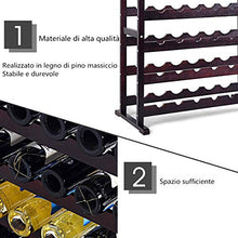 COSTWAY Cantinetta Portabottiglie Scaffale per Vino con Portabicchiere in Legno da 24 Bottiglie, Marrone Scuro, 90,5 x 80 x 41,5 cm
