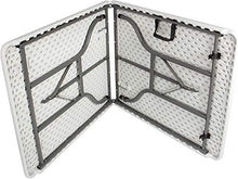 Mediawave Store - Tavolo Pieghevole trasportabile SILVERA con Maniglia Bianco 180 x 75 x 74 cm, Perfetto Come Tavolo da Campeggio, da Buffet, da Cucina Tavolino Esterno Richiudibile Valigetta Bianco
