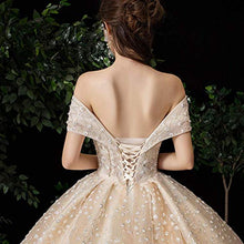 FTFTO Accessori per la casa Stylish Simplicity 2019 New Elegant Champagne Bride Dress Mesh Mesh Backless Trailing Tracing Shoulder Dress Large