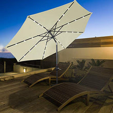 Aufun Ombrellone 300 cm con manovella e Protezione Solare a LED Bianca Protezione UV LED inclinabile 40+ - Ombrellone da Giardino in Alluminio Beige Ombrello da Giardino Ombrello da Giardino (Beige)