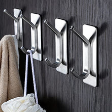 Ruicer Ganci Adesivi - Ganci Porta Asciugamani Ganci Appendiabiti Gancio Acciaio Inox per Bagno e Cucina, 4 Pezzi