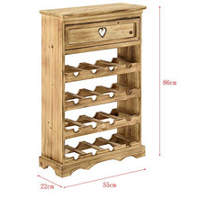 [en.casa] Mobile Portabottiglie con Cassetto 86 x 55 x 22 cm Cantinetta in Legno di Pino per 16 Bottiglie Bancone Portabottiglie da Vino con 4 Ripiani in Design Classico