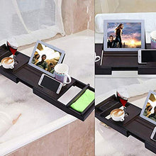 Vassoio di Vasca da Bagno, bambù Marrone Multi-Funzione Retrattile Antiscivolo Bagno Bagno iPad Tablet Telefono Cellulare Cremagliera Cremagliera del Vino, Adatto per Home Hotel Bagno Rack, 29.5-43.7