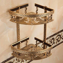 HYYDP Parete Porta Salviette Supporti antichi triangolari del Carrello a Due Piani di Alluminio dello Spazio Antico, scaffale d'angolo Retro del Bagno/scaffale di stoccaggio Decorazione Domestica de