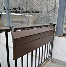 Balcone sospeso Tavolo pieghevole - imitazione in legno - Tavolo da terrazzo pieghevole Regolabile Scrivania portatile, Bar Patio Ringhiera Tavolo pieghevole Patio del giardino,Marrone,27 * 60cm
