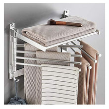 GJXJY Portasciugamani da Parete Girevole Portasciugamano in Alluminio Spaziale con 7-Braccio e 6 Ganci, Swing out Porta Asciugamani Portaoggetti Organizer per Il Bagno