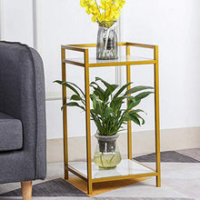 Juan Soggiorno Square Table Side Nordic Modern 2 Tier Marble Corner Camera da Letto Camera da Letto Comodino Display Plant Stand, 35x35x65cm