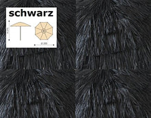 Object, Ombrellone da bricolage, nero, 180/200 cm, in razza Raffia, stile Hawaii, 8 montanti + snodo, ombrellone con frange, in razza