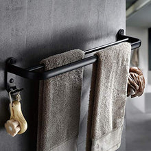Portasciugamani da bagno nero doppio da 50 cm Porta asciugamani a parete nero con portasciugamani in alluminio