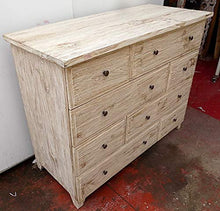 Marblechic - Comò cassettone settimino in teak bianco decapato cm 126x54x100h 8 cassetti