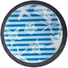 Sea Star Fish a strisce blu Pomelli per Porta Set di 4 Pomelli per Mobili Manopole per Cassetti Cucina Armadio Vetro