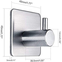 4 ganci autoadesivi per asciugamani, da parete, in acciaio inox, antiruggine, senza foratura, ideali per bagno, bagno, cucina, ufficio (4,5 x 4,5 x 3,0 cm)