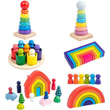 Tisi - Giocattolo educativo per bambini e bambini, in legno, motivo: arcobaleno e cerchio