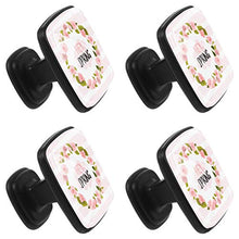 Home - Set di 4 pomelli quadrati per armadietti da cucina, mobili, mobili, mobili, cassetti, cassettiera, cassetti e cassetti con motivo a fiori rosa