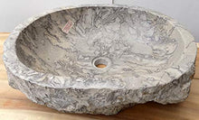 Marblechic - Lavandino in Marmo Grigio maculato Ovale cm 51x41x16 lavabo Stone bucciardato