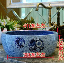 Jgophu Lavabo rotondo in ceramica per bagno lavabo lavabo lavabo in porcellana blu lavabo farfalla