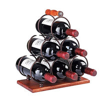 AniU Portabottiglie di vino autoportante con 6 ripiani per bottiglie di vino, con manico in legno, per cucina, cantina, bar, tavolo (stile A)