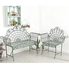 Panchina da terrazza all'aperto parco panchina retrò, Panca da giardino in metallo impermeabile e resistente al sole, Panca decorativa da patio con schienale e braccioli. Può ospitare 1-2 persone