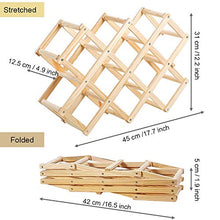 CODIRATO Portabottiglie Pieghevole in Legno Scaffale per Bottiglie di Vino e Birra Cantinetta Vino per 10 Bottiglie di Stoccaggio(45 * 31CM)