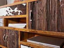 KS-Furniture Nepal - Cassettiera in legno massiccio con 3 cassetti, 120 x 35 x 88 cm, design industriale con ripiano portaoggetti, con ante