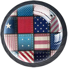 Patchwork bandiera americana con strisce verticali e orizzontali e forme a stella Pomelli per Porta Set di 4 Pomelli per Mobili Manopole per Cassetti Cucina Armadio Vetro