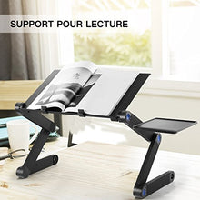 Supporto PC Portatile Pieghevole Tavolino da Letto per PC Regolabile Tavolo per Laptop in Alluminio Scrivania con Staffa del Mouse Foro di Raffreddamento Adatto a Letto Sofà