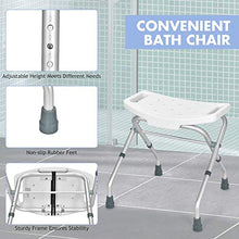 Sgabello da doccia, sgabello pieghevole per doccia, altezza regolabile in 3 posizioni, con maniglie laterali, per disabili, antiscivolo, per bagno, panca da doccia