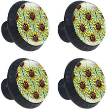 Fioritura dipinta del modello dei girasoli Pomelli per Porta Set di 4 Pomelli per Mobili Manopole per Cassetti Cucina Armadio Vetro