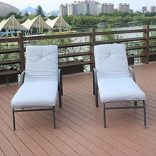 IKAYAA Sdraio da Giardino, Rattan Lettino Prendisole con Cuscino,Set 2X Sedia a Sdraio Schienale Regolabile Giardino Spiaggia Lettino da Sole