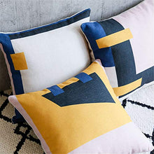 Geometria Square Printed Cotton Cushion Mediterranean Throw Pillow Per Home Sofa Couch Chair Back Seat 18 X 18 Inch 2 Pcs,10#