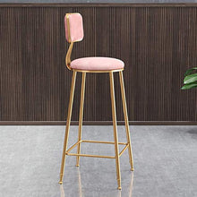 LWW Sgabelli, Bar Sgabelli Chair On-Trend Kitchen And Breakfast Sgabello con Schienale Tessuto in Velluto Rosa Europea Moderna,65 cm,65 cm