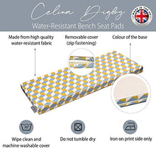 Celina Digby® - Cuscino impermeabile per panca da giardino a 3 posti, con imbottitura in morbida schiuma (144 x 54 x 6 cm), colore: Giallo cubo geometrico