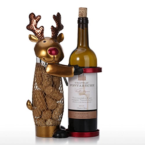 Tooarts Netted Christmas Elk Wine Rack Supporto di vino animale Tappo di sughero Metal Craft pratico