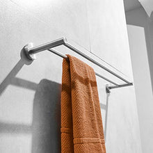 Leekayer Portasciugamani in acciaio inox, doppio braccio porta asciugamani in nichel spazzolato fissaggio a parete 60 cm
