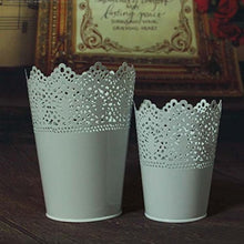 KOTiger - Portavaso in metallo intagliato per vaso da fiori e penne, per trucchi, organizer da scrivania (bianco)