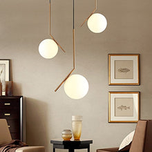 MZStech Lampada da soffitto moderna, lampada a sospensione sferica in ferro e vetro dorato, base a sospensione a lampadina E27 (20cm)