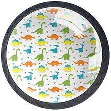 Dinosauri colorati Pattern Verde Blu Arancione Giallo Pomelli per Porta Set di 4 Pomelli per Mobili Manopole per Cassetti Cucina Armadio Vetro
