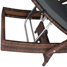 TecTake 800691 - Lettino Prendisole in Rattan, Alluminio, Resistente alle Intemperie, Schienale Regolabile, 5 Posizioni, Materassino Imbottito (Nero-Marrone | No. 403146)