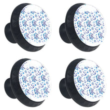 Set di 4 maniglie rotonde per armadio da cucina, credenza, cassettiera, cassettiera, con viti, per cucina, comò, armadietto, bagno, armadio, colore blu acquerello