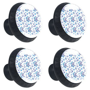 Set di 4 maniglie rotonde per armadio da cucina, credenza, cassettiera, cassettiera, con viti, per cucina, comò, armadietto, bagno, armadio, colore blu acquerello