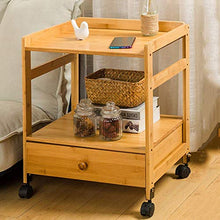 DGHJK Mobili per la casa, Armadio Portatile sul Lato del Divano con rotelle Soggiorno Mini tavolino in bambù Scaffale a 2 Ripiani con cassetti Comodino Camera da Letto, 46,5x38x57CM