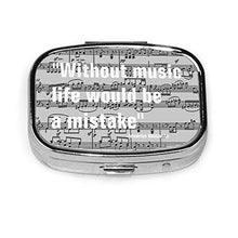 Scatola per pillole con note musicali e citazioni, in metallo, per riporre medicinali e medicine, ideale come regalo da viaggio